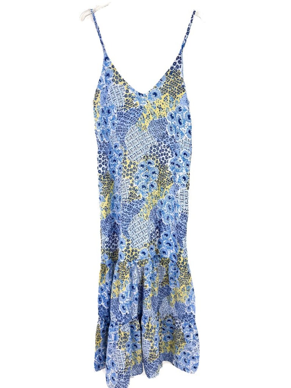 Peixoto Floral Maxi Dress Cotton Sundress Pockets Campo Azul Blue Yellow Size XL - Picture 2 of 14